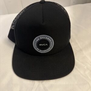 RVCA Mid Fit Black Mens Snapback Hat The Balance Of Opposites